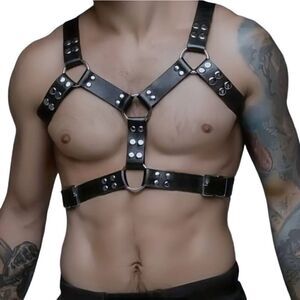 Men's BDSM Black Chest Harness